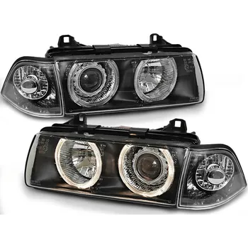 Přední světlomet Tuning Tec Přední světla BMW E36 12.90-08.99 ANGEL EYES ČERNÉ SEDAN/TOURING