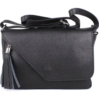 Kabelka Malá černá kožená crossbody kabelka no. 151
