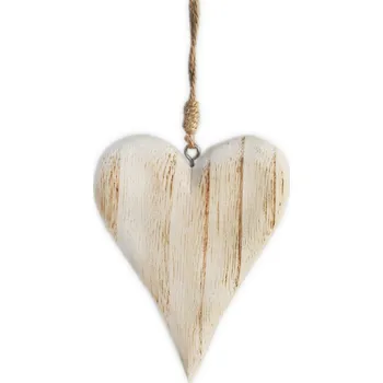 Zahradní dekorace Srdce závěs dřevo 14cm natur (551310)