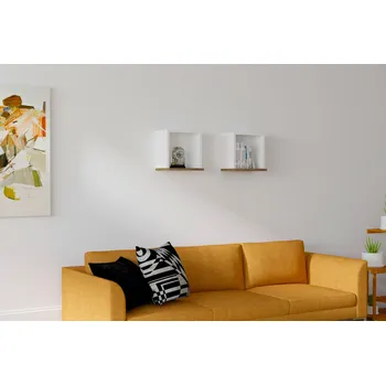 police ASIR Nástěnná police SEVIMA bílá ořech