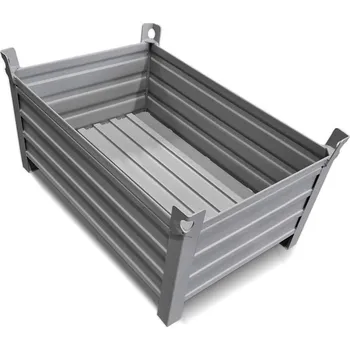 paleta Ohradová paleta kovová, profesionální, 1200x800 mm, 1500 kg, 4 plné bočnice, na nohách, šedá RAL7005