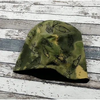 Kojenecká čepice Yháček Šmoulí čepička Yháček, vesmír maskáč, flís, POSLEDNÍ KUSY Velikost:: XS