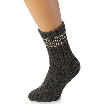 Dámské ponožky Wooline Ručně pletené ponožky 100% ovčí vlna, černé s pruhy na lemu Velikost ponožek: EUR 34-36