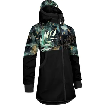 Dívčí kabát Dívčí softshellový kabát s fleecem Street, Černá, Listy a větvičky Velikost: 98/104