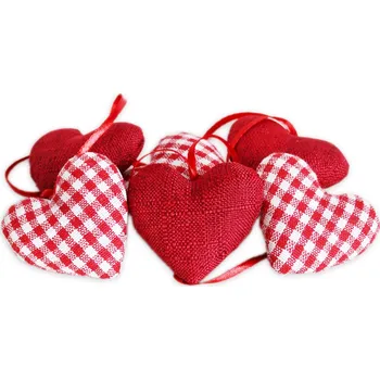 Zahradní dekorace Srdce závěs textil 6ks/5,5cm červená (549133)