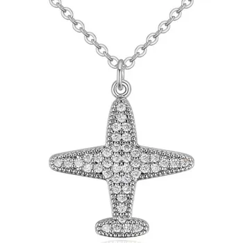 Náhrdelník B-TOP Náhrdelník se zirkony Letadlo - rhodiovaný