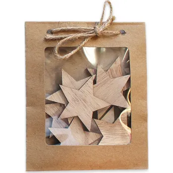 Vánoční dekorace Hvězdy přízdoba dřevo 8ks/4,5cm natur (550719)