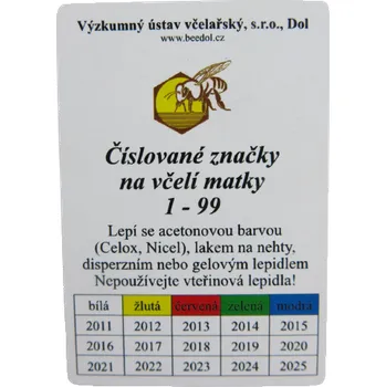 Včelařský výzkumný ústav Dol Opalitové značky na matky - sada všech barev