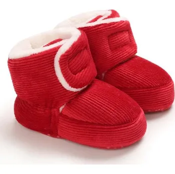 Dětská sálová obuv Teploučké zimní cápáčky - semišové Barevná varianta: Červená, Velikost: 0-6 M