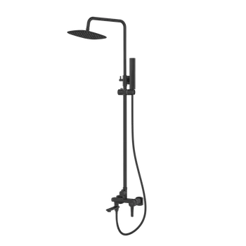Vodovodní baterie Invena Glamour Trend, vanová-sprchová sada s dešťovou hlavovou sprchovou 22x22 cm, černá matná, INV-AU-05-B04-V