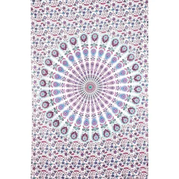 Přehoz na lůžko Přehoz mandala květiny - zeleno - fialový