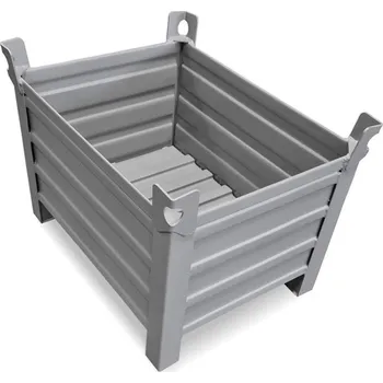 paleta Ohradová paleta kovová, profesionální, 800x600 mm, 1000 kg, 4 plné bočnice, na nohách, šedá RAL7005