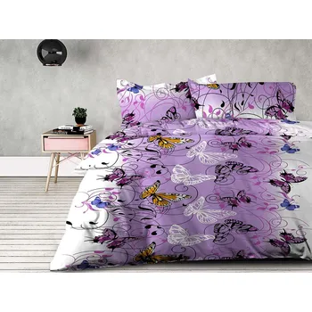 Povlečení XPOSE Karolína flanelové fialové 140 x 200, 70 x 90 cm knoflíky