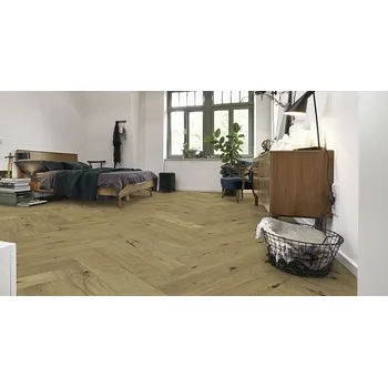 vinylová podlaha Dřevěná podlaha třívrstvá KPP Chateau herringbone Dub aguilar 75101