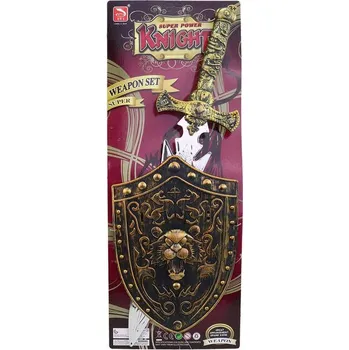 Dětská zbraň Souprava rytířská dětský meč 58cm + štít zdobený plast na kartě