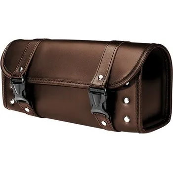 Zavazadlo na motocykl Kožená rolka retro hnědá tmavá 31x10cm