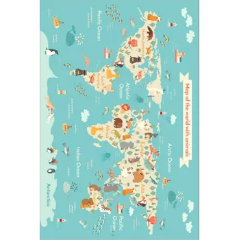 Koberec Dětský koberec Mapa zvířecího světa 100x150 cm modrý
