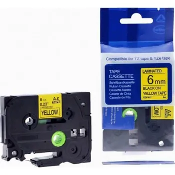 Pásek do tiskárny Alternativní páska Brother TZ-611 / TZe-611, 6mm x 8m, černý tisk / žlutý podklad