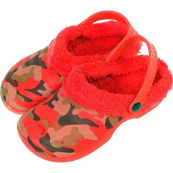 Dámské pantofle Kroksy dámské zateplené červené maskáčové (Zateplené kroksy dámské)