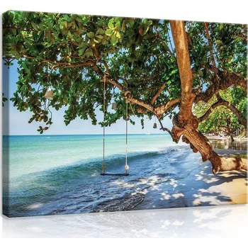 Obraz Postershop Obraz na plátne: Houpacka na pláži - 75x100 cm