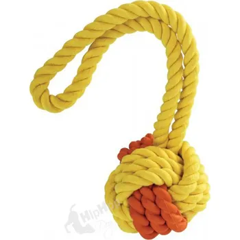 Hračka pro psa Hračka HIPHOP bavlna - Monty míč s přírodní gumou a poutkem 24cm (MIX BAREV)