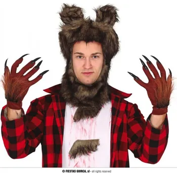 Karnevalový doplněk Fiestas Guirca Čertovské rukavice s drápy a srstí