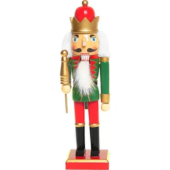 Vánoční dekorace Louskáček Král se žezlem 26cm (Krušnohorský Louskáček Král vánoční dekorace)