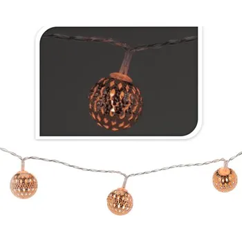 Svítící řetěz 10 LED - měděné koule, 165 cm