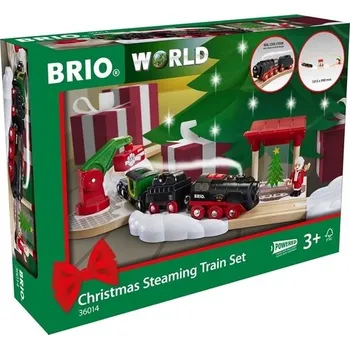 Vláček a vláčkodráha Brio World Vánoční sada s parním vlakem na baterie 36014