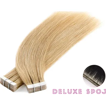Deluxe neviditelné vlasové PU pásky tape in na prodlužování vlasů 50cm 24 - platinová extra