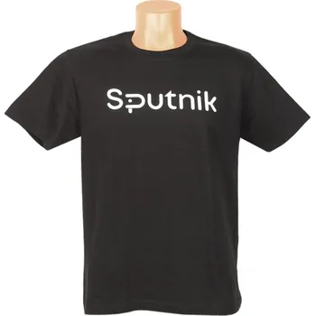 Pánské tričko Tričko s potiskem Sputnik černé, krátké (Sputnik ruské tričko)
