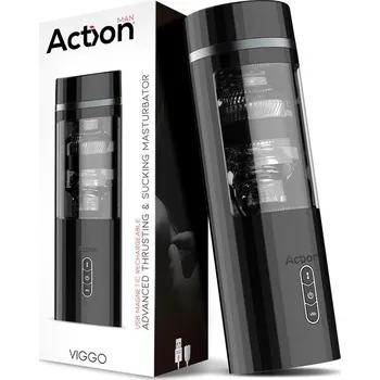 Action Viggo Advanced Masturbator Up and Down and Sucking Black