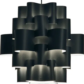 Quadrifoglio Group Sun, designové svítidlo z černého textilu, 3x10W LED E27, průměr 75cm