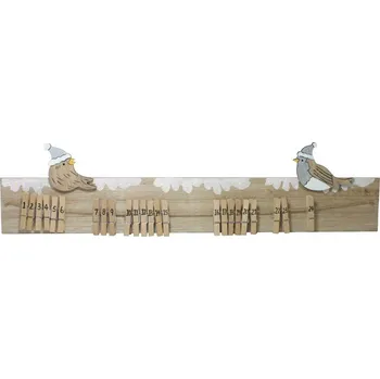 Vánoční dekorace Adventní kalendář s ptáčky a kolíčky 48 x 10 cm