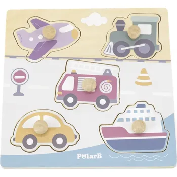 Viga PolarB Dřevěná vkládačka pro děti Vozidla s kolíky