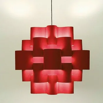 Quadrifoglio Group Sun, designové svítidlo z červeného textilu, 3x10W LED E27, průměr 75cm