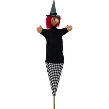 maňásek Moravská ústředna Kornoutový maňásek Čarodějnice černá 60 cm 3v1