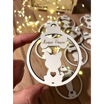 Vánoční ozdoba Vsepropejska Vánoční pes 8 ozdoby baňka Typ: Basenji, Průměr: 8 cm