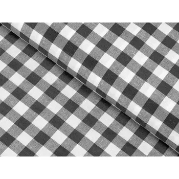 Dekorační látka Rebeka RE-011 Šedo-bílá kostka střední - šířka 140 cm