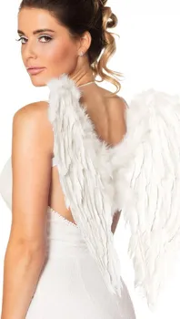 Karnevalový doplněk Dámská křídla péřová 50 x 50 cm bílá