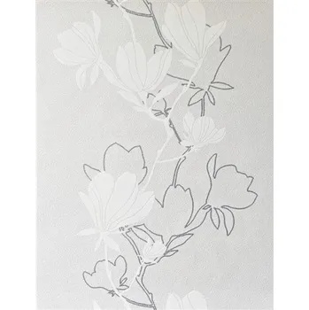 Tapeta Vliesové tapety květy bílo-stříbrné na šedém podkladu 19980