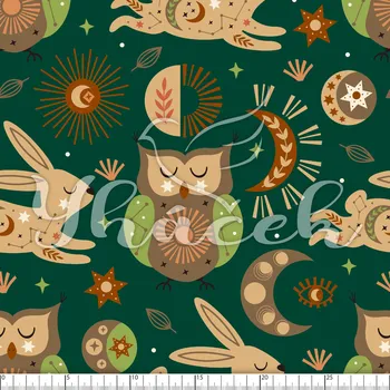 Zakázkový tisk, softshell, kočárkovina... Zvířecí souhvězdí na zelené Látky k tisku: Kočárkovina