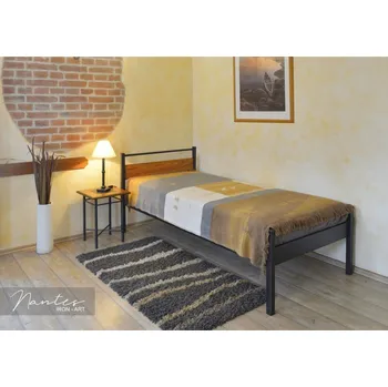 Postel IRON-ART NANTES III. smrk - jednoduchá kovová postel 180 x 200 cm, kov + dřevo