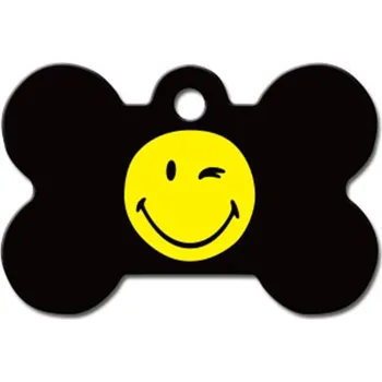 psí známka QUICK TAG gravírovací známka - kost se smajlíkem (L) (DOPRODEJ)