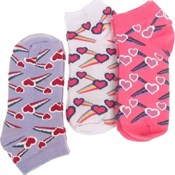 Dámské ponožky Veselé ponožky Srdíčka dámské 3páry (Vtipné ponožky srdíčko Happy kotníkové pro ženy balení = 3 páry)
