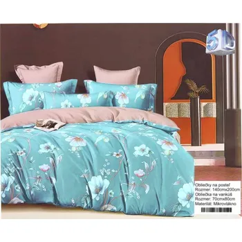 Povlečení Saténové povlečení na postel 140x200 Květy (ložní povlečení květinové)