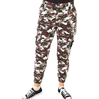 Dámské džíny Dámské elastické džíny červený maskáč (Dámské maskáčové kalhoty ADenim PS143)