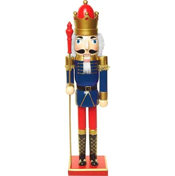 Vánoční dekorace TifanTEX Louskáček král s žezlem modrý 60cm