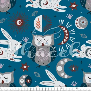 Zakázkový tisk, softshell, kočárkovina... Zvířecí souhvězdí na modré Látky k tisku: Fleece