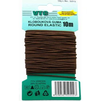 Textilní guma VTC Klobouková guma 1,2 mm - na kartě hnědá
